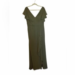 Celebrate Olive Green Ruffle Dress
